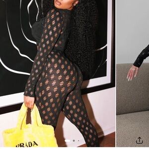 Fashion Nova Black Textured Jumpsuit